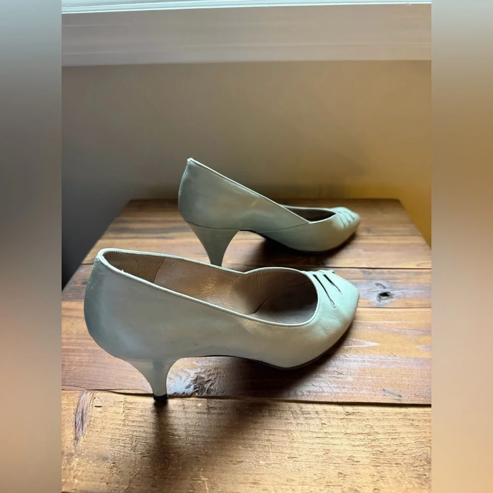 Charles Jordan Mint Green Peep Toe Heels